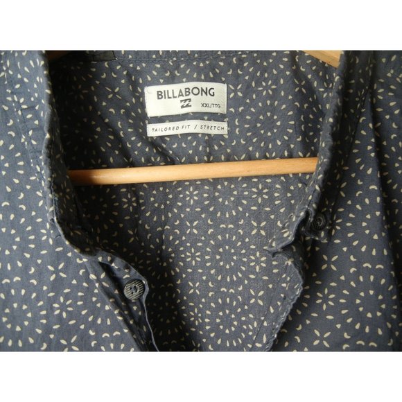 Billabong XXL tailored fit button up shirt blue & white pattern pocket preowned - Picture 3 of 7